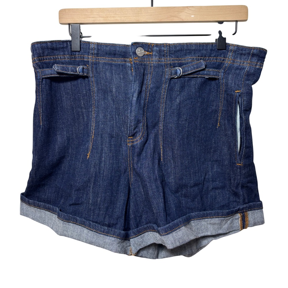 Pilcro Anthropologie Blue Cinch Waist Cuff Hem Denim Utility Shorts Womens 29